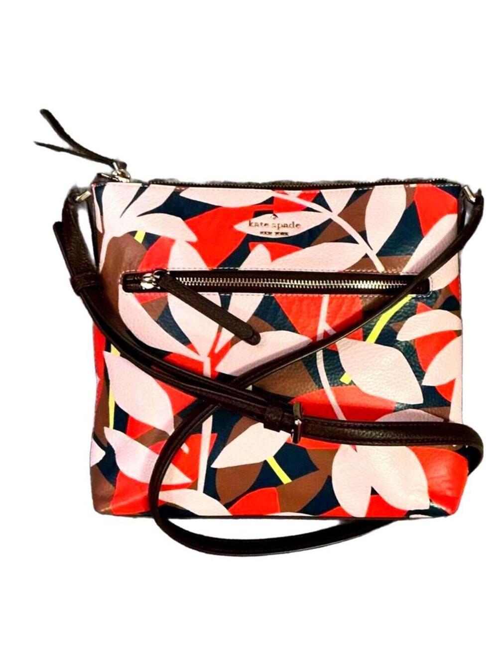 Kate Spade New York Colorful Tropical Print Leather Crossbody Bag Purse NWOT